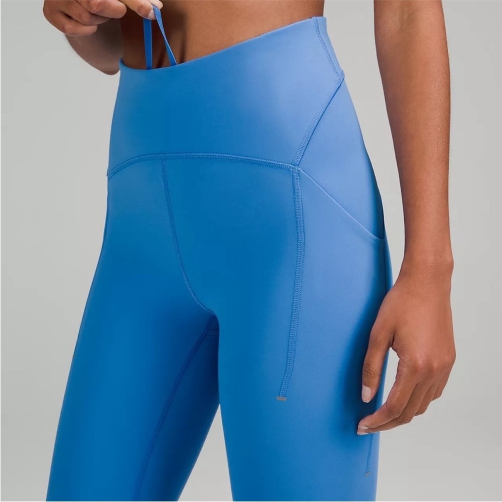 Lululemon • Power Thru High‎ Rise Blue Tight 25" Four Way Stretch Sz 0 Pockets - Picture 3 of 13